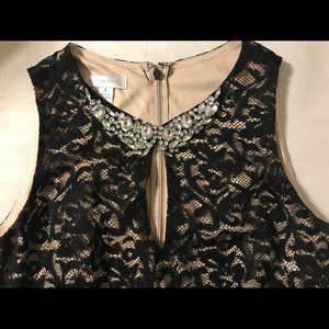 London Times Lace Cocktail Dress Rhinestone Collar